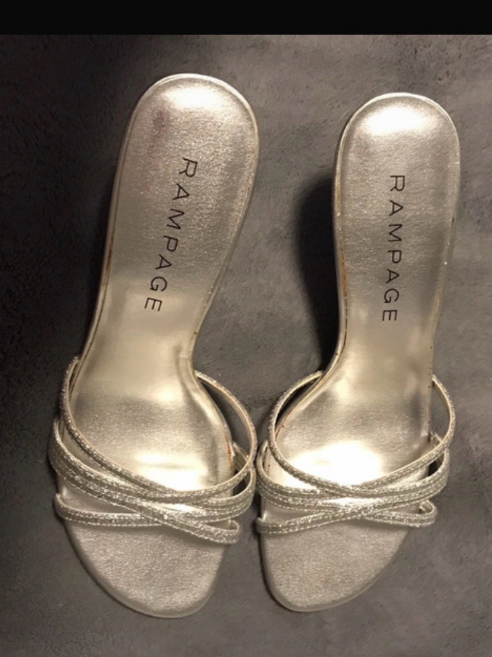 Rampage Silver Glitter Strappy Heels, NWT and box Sz 7.5